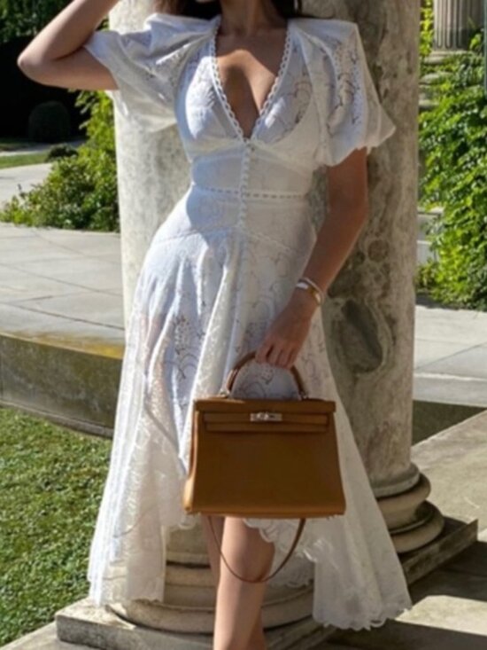 ACLER Cookes White Lace High-Low Dress US 6 - Picture 8 of 8